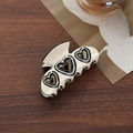 Cream and black contrast hair claw clip with cutout heart patterns for women - Hollow Heart Half Round Claw / Beige