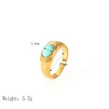 Retro-Ring aus 18K vergoldetem Edelstahl mit einem ovalen Türkis-Edelstein - Gold Oval Türkis Stil (YYR023170-G-7)