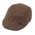 Detailed close-up of dark brown newsboy cap showing rustic woven fabric texture - One Size(Adjustable) / Dark Brown