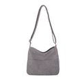Gray corduroy tote bag with adjustable shoulder strap, trendy large capacity shoulder bag - Gray