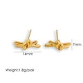 Polished 14K gold stainless steel knot earrings measuring 14mm by 7mm and weighing 1.8g - 1065-Gold Knot