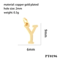 Detailed specs of copper gold plated letter Y pendant for DIY necklace making - Letter Y