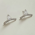 Boucles d'oreilles argentées en goutte avec zircone poire et serti pavé - Argent Zircone Blanc (PDE1588)