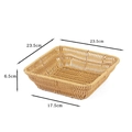 Imitation rattan woven snack basket in natural beige, square fruit tray 23.5x23.5x6.5cm - Square Yellow Medium