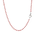 Collana in acciaio inox argento con perline a cubo rosse e chiusura a moschettone delfino - Bracciale 20CM / Rosso