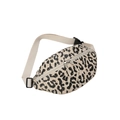 Geweven heuptas met luipaardprint, beige verstelbare riem en ritssluiting - Zwarte Luipaard