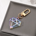 Portachiavi minimalista a forma di diamante in acrilico laser con gancio dorato - Rombo / Gemma Viola Laser