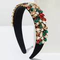 Baroque velvet headband with colorful crystals and pearls for women party - Colorful