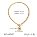 Detail view of heart pendant necklace showing dimensions and T-bar toggle clasp - Gold Heart Green Gem T-Bar Style (HC-N40427)