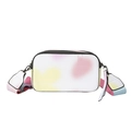 Crossbody cameratas in floraal wit Saffiano leer met kleurrijke brede riem - Wit Geel