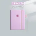 Portable A6 light purple faux leather notebook with elastic strap and crown logo - A6 / 1 Pack - Crown Logo / Light Purple