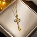 Elegant 18k gold plated titanium steel key pendant necklace in a luxury jewelry gift box - Key Pendant Style (8966) / Gold