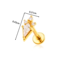 Gold plated F136 titanium labret stud with diamond-shaped cubic zirconia stones - 3# Gold Rhombus Kite Style