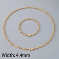 Ensemble bijoux chaîne en O dorée 4,4mm en acier inoxydable avec collier et bracelet - Largeur de Chaîne 4.5mm (Or)