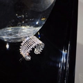 Luxury wide silver open ring with pavé-set crystals in a glamorous polished finish - Grid Sparkling Zirconia