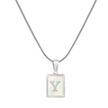 Silver snake chain necklace featuring a rectangular shell pendant with letter Y - Silver Y (With Chain)