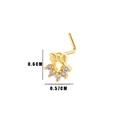 Golden L-shaped nose stud featuring a sparkling bow and zircon butterfly design - No.9 Gold Bow (HSPJ0149)