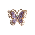 Elegant butterfly brooch in purple enamel with sparkling crystals and gold plating - Vintage Purple Flower Enamel Butterfly