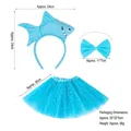 Blue sequin goldfish headband and star tutu skirt set for kids' Halloween performance - 3D Blue Goldfish Headband + Bowtie + Blue Star Tutu Skirt Set