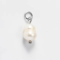 Irregular natural freshwater pearl pendant with silver metal loop on white background - 8x19mm Silver Large