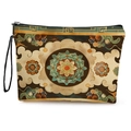 Borsa trucco mandala bohémien in tela verde smeraldo e bronzo con cinturino - Stile Mandala Bronzo Verde Smeraldo (Stile 4) / 17*25cm (Lino) con Cinturino