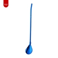 Electroplated blue 304 stainless steel straw spoon with a spiral long handle in large size - Large Spiral - Blue