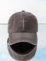 Casquette de baseball gris foncé délavée avec broderie croix faith et style vintage - Taille unique / Café