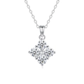 Silver S925 cross pendant necklace with four round brilliant cut moissanite stones - Cross (fddz-112) / White Gold