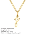 Custom cursive letter F pendant necklace in 14K gold stainless steel with heart detail - Letter F (F-Gold) / Gold