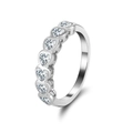 Elegant S925 silver ring featuring seven heart-shaped cubic zirconia stones - Lzr27-p-6