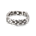 Bracciale a maglie industriali in acciaio inossidabile argento da uomo con texture metallica - Argento (KB123283-KFC)