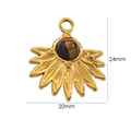 Bohemian gold stainless steel fan pendant with tiger eye stone inlay, 24x20mm size - Tiger's Eye