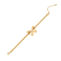 Elegant gold chain bracelet featuring a central pearl and sparkling bow decoration - Bow Pearl Bracelet (2#)