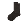 Dunkelgraue melierte mittellange Stricksocken mit elastischen Rippbündchen im Retro-Stil - Trüffelbraun