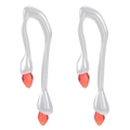 Lava liquid metal earrings with irregular silver drips and red crystal pendants - Red Crystal Style (Z-061) / White K Silver/Red