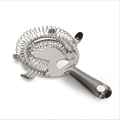 Silver stainless steel Hawthorne cocktail strainer with spiral spring for mixology - 4-Prong Hawthorne Strainer