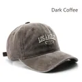 Vintage washed coffee baseball cap with white Los Angeles 1950 3D embroidery - Brown