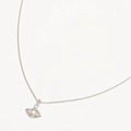 Silver evil eye pendant necklace with clear zircon stone on delicate O-chain - Silver Evil Eye