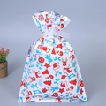 Christmas drawstring gift bag with red and blue festive reindeer and snowflake patterns - 29*43cm / White Christmas Print