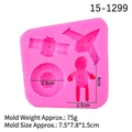 Pink astronaut silicone mold for fondant space rocket and satellite cake decorations - Pink