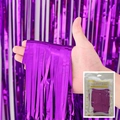 Rideau de franges en aluminium violet métallisé pour décor de fête effet laser - 1*2 Mètres / Violet brillant
