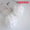 Two 10cm white petal style Christmas tree ornaments with glitter and silver hanging loops - 2 Pcs/Set / White / 10CM Petal Style