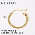 Flat golden herringbone snake chain bracelet with adjustable lobster clasp and 0.6cm width - Gold