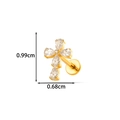 Gold titanium cross labret stud with pear-shaped clear crystals and flat back - Gemstone Cross Style (T2581-9#) / Gold