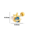Antler-shaped titanium steel ear stud with blue zircon and artificial pearl inlay - Antler Water Drop Pearl (1#) / Gold Yellow