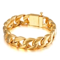 Pulsera de cadena cubana dorada de acero inoxidable 316L para hombre sobre fondo blanco - Dorado