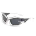 Gafas de sol futuristas Y2K con montura geométrica transparente y lentes grises - Marco Transparente Lentes Grises