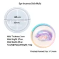 Macro detail of eye-shaped silicone mold with resin craft dimensions and technical specs - Eye Incense Burner Plate Mold