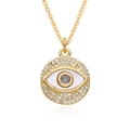 Golden Evil Eye necklace with colorful cubic zirconia and mother of pearl on white background - Mother of Pearl Pave Evil Eye Style (F192)