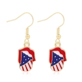 Zinc alloy hook earrings featuring American flag shield pendants with enamel finish - Style 39-Red White Blue Star and Stripes Shield Earrings